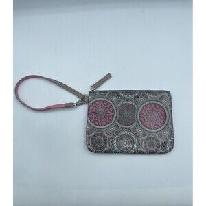 LODIS Pink Mandala Design Genuine Leather Small Pouch Wristlet